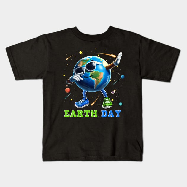 Earth Day 2024 Funny Earth Day Kids Toddler Girls Boys Dab Kids T-Shirt by Mitsue Kersting